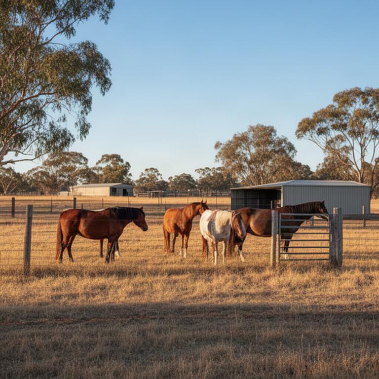 Horses at a rural property near Leeton, New South Wales