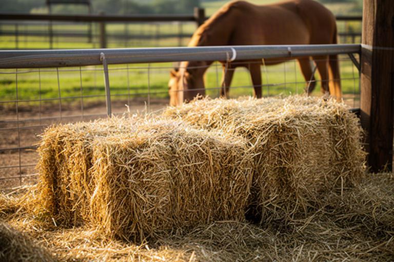 Hay prepared beside a paddock where a travelling horse is staying